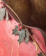 French Country Holly Santa Sleigh | Rustic