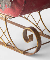 French Country Holly Santa Sleigh | Rustic