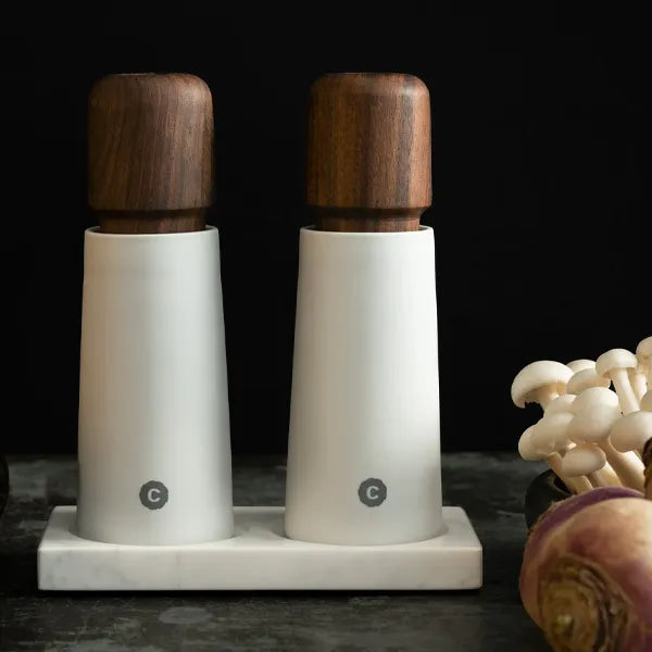 Crush Grind Stockholm Mill | White Porcelain And Walnut 17cm