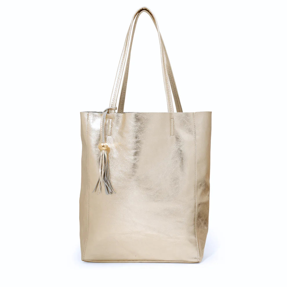 Italian Leather Shopper | Champagne