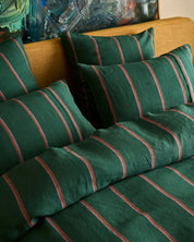 Kip & Co Wakame Crush Stripe Linen Flat Sheet | Queen