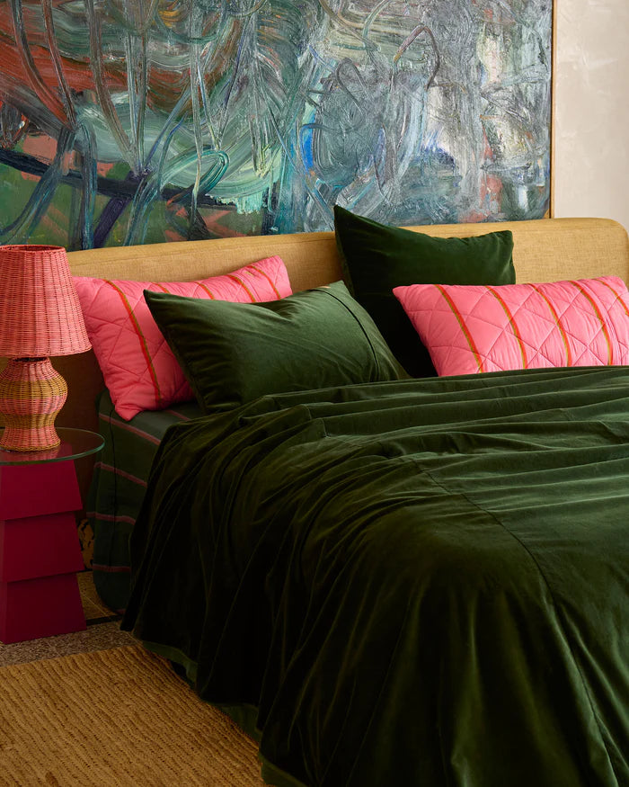 Wakame Crush Stripe Linen Fitted Sheet | Queen
