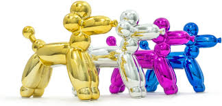 MBH Balloon French Poodle Money Bank Gold Small