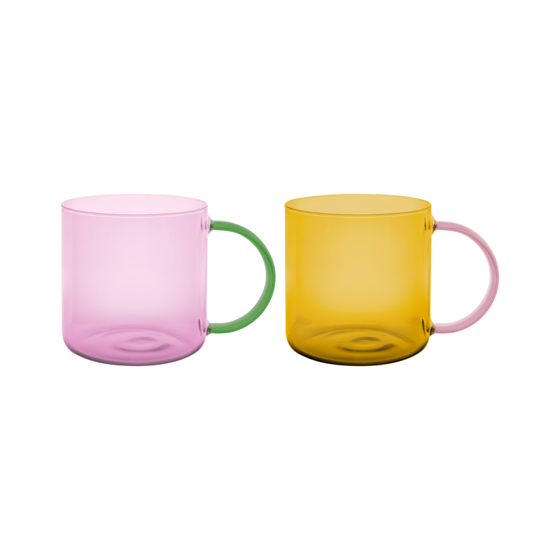 Remember Glass Mugs Set | Rose Yellow