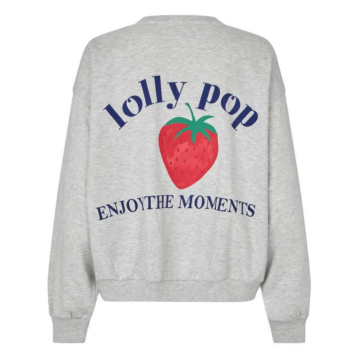 Lollys Laundry Sybney Strawberry Sweatshirt | Grey Melange