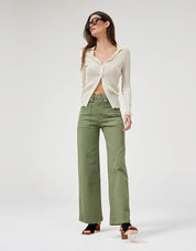 Dricoper Carrie Oil Wide Straight Leg Jeans | Green