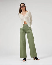 Dricoper Carrie Oil Wide Straight Leg Jeans | Green