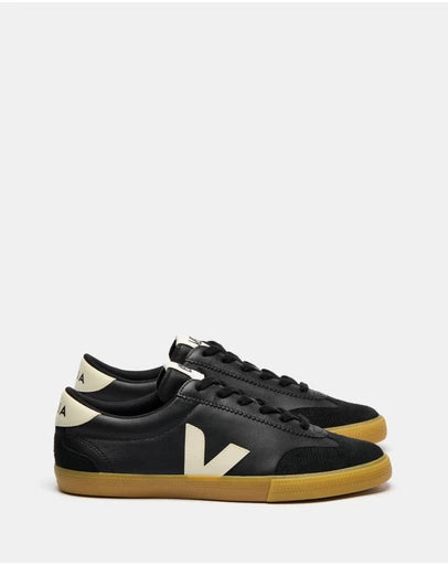 Veja Volley Pierre Leather Sneaker Unisex | Black White Natural Rubber