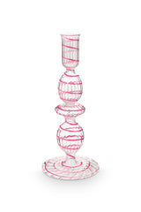 Crave Glass Candle  Holder Pink Swirl | 20cm
