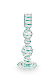 Crave Glass Candle Holder Blue Swirl | 22cm