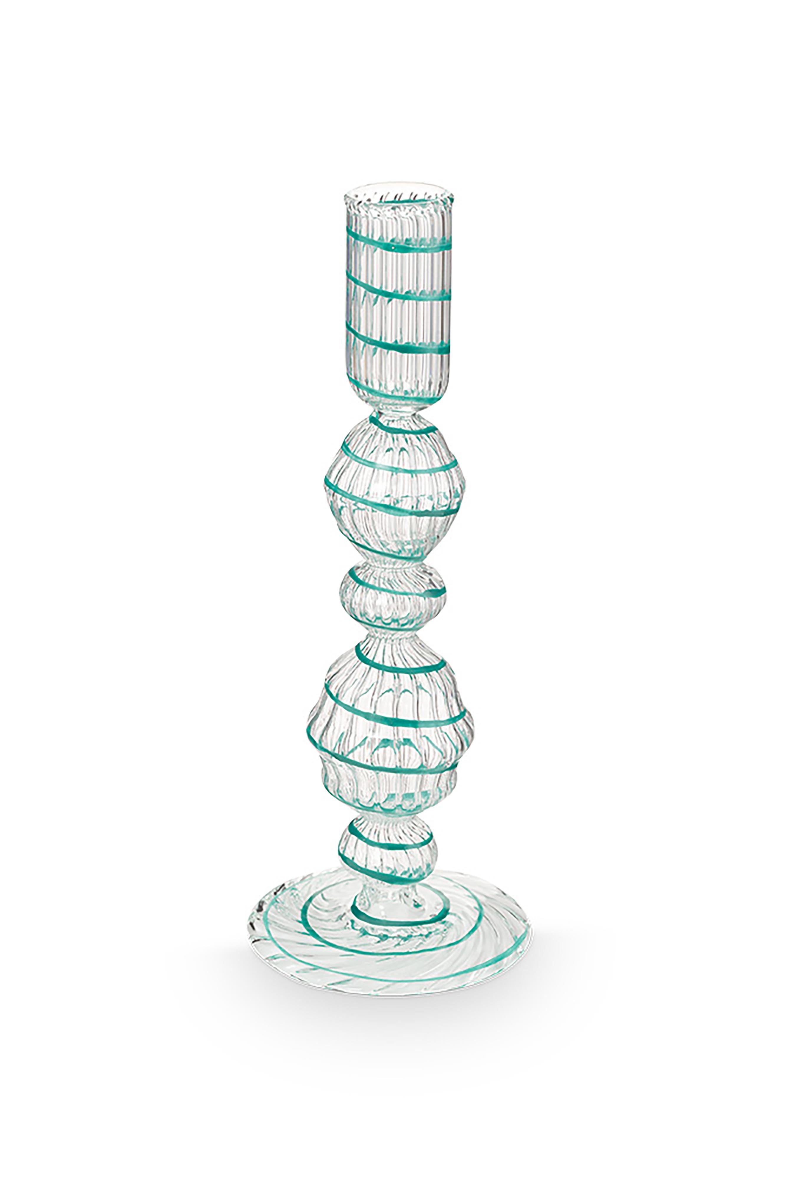 Crave Glass Candle Holder Blue Swirl | 22cm