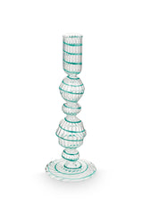 Crave Glass Candle Holder Blue Swirl | 22cm