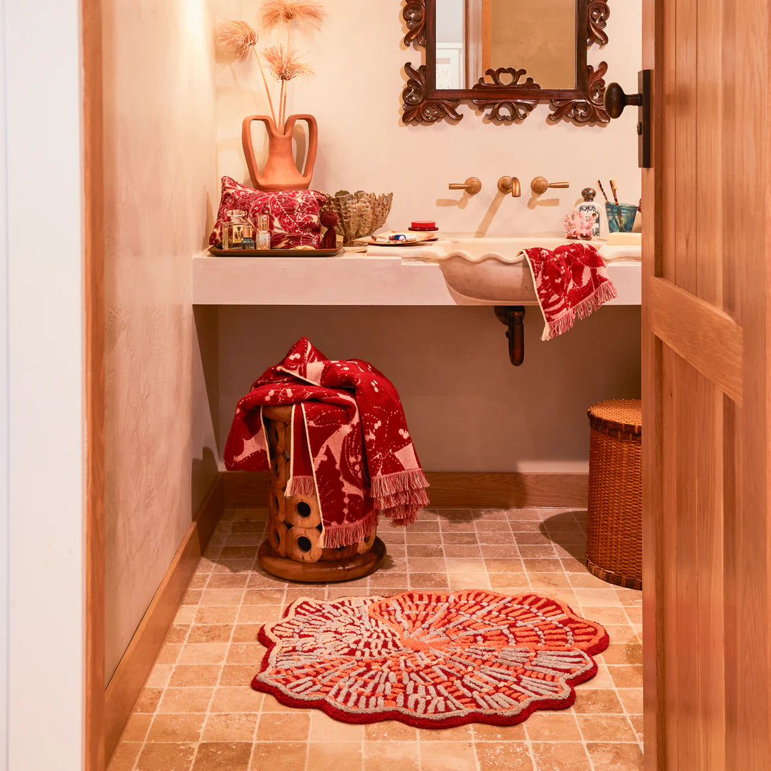 Sage X Clare Claudelle Bath Mat | Crimson