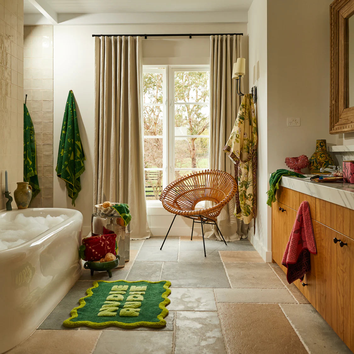 Sage X Clare Amalie Nudie Bath Mat | Kelp