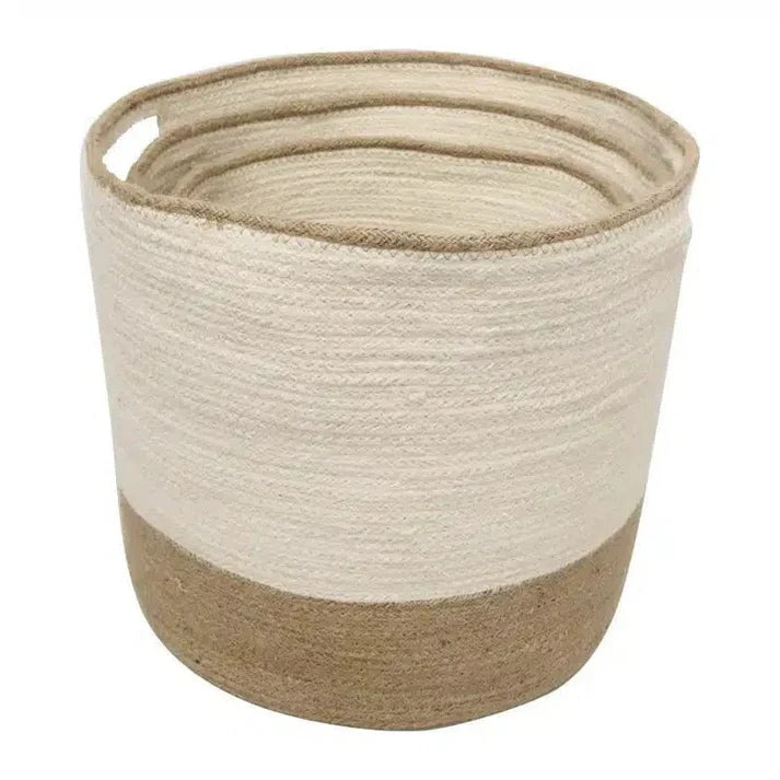 Jute Storage Basket Door Handle | Natural White
