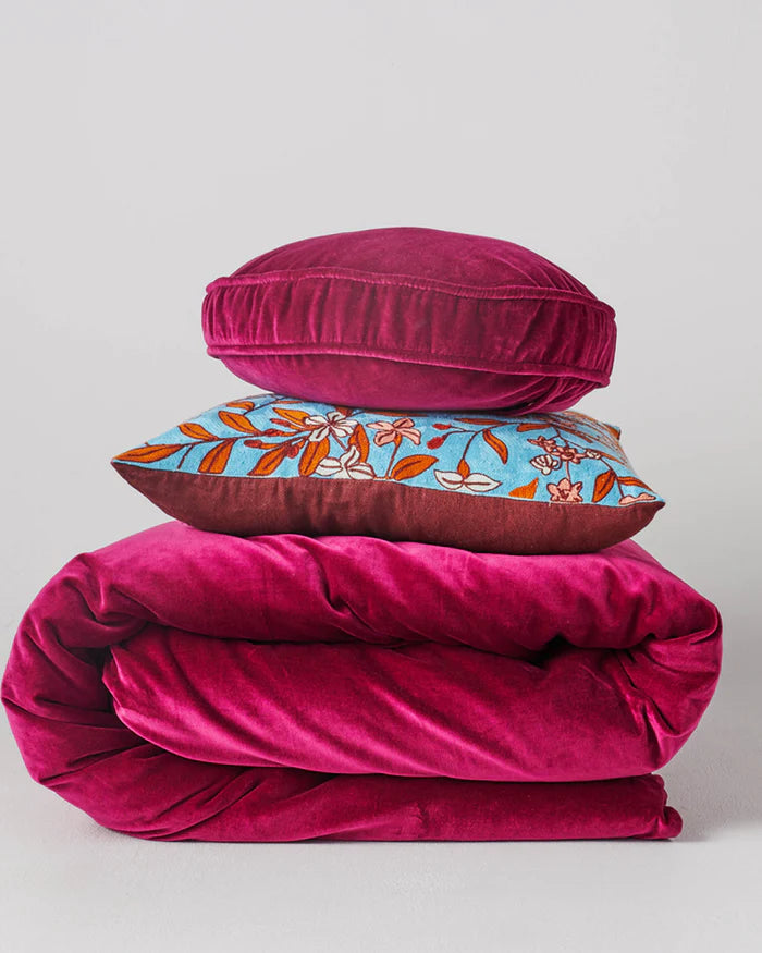 Kip & Co Velvet Pea Cushion |  Anemone