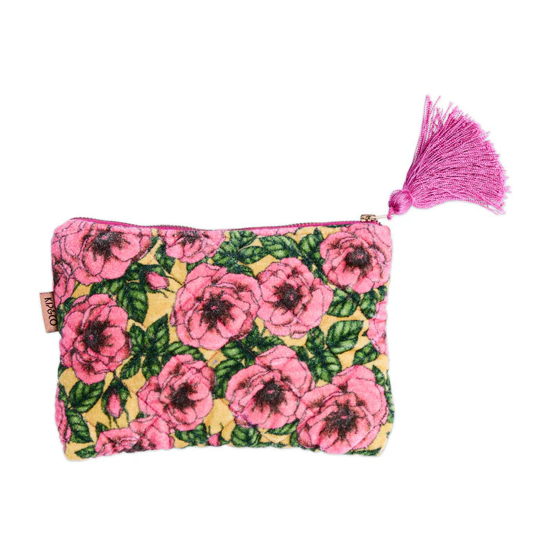 Kip & Co Velvet Cosmetics Purse | Golden Peony