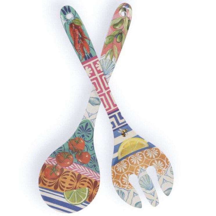 La La Land Mediterranean Summer Melamine Salad Servers
