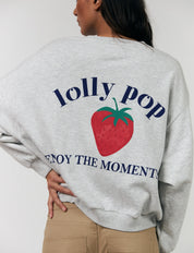 Lollys Laundry Sybney Strawberry Sweatshirt | Grey Melange