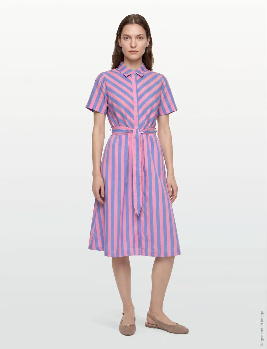 Lollys Laundry Tulle Midi Dress | Strip Pink Blue