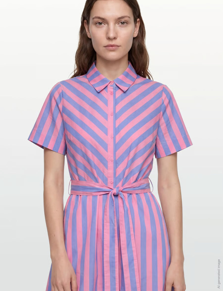 Lollys Laundry Tulle Midi Dress | Strip Pink Blue