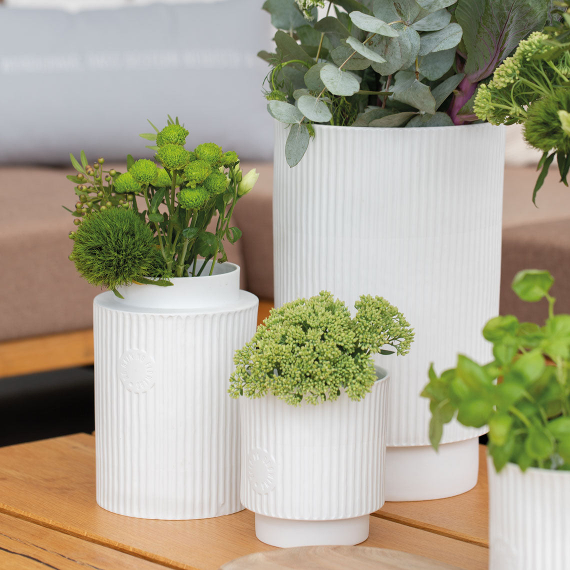 Radar Ribbed Porcelain Planter