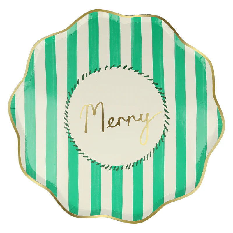 Striped Paper Plates Dinner Size | Set of 8