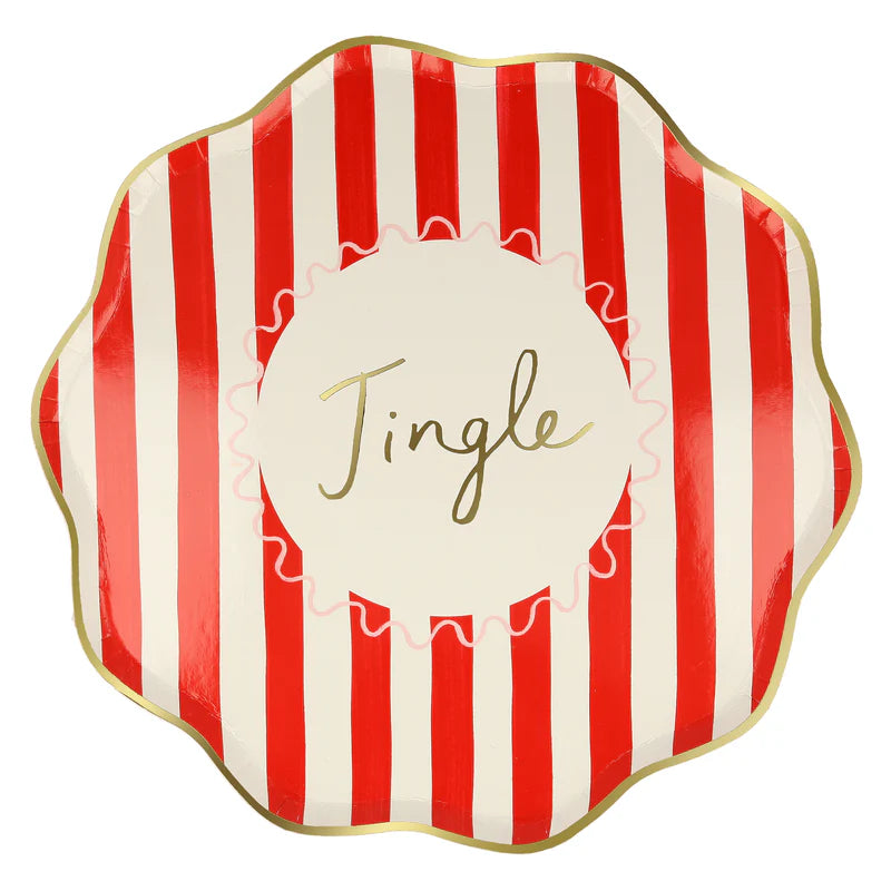 Striped Paper Plates Dinner Size | Set of 8