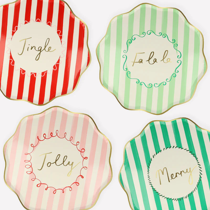 Striped Paper Plates Dinner Size | Set of 8