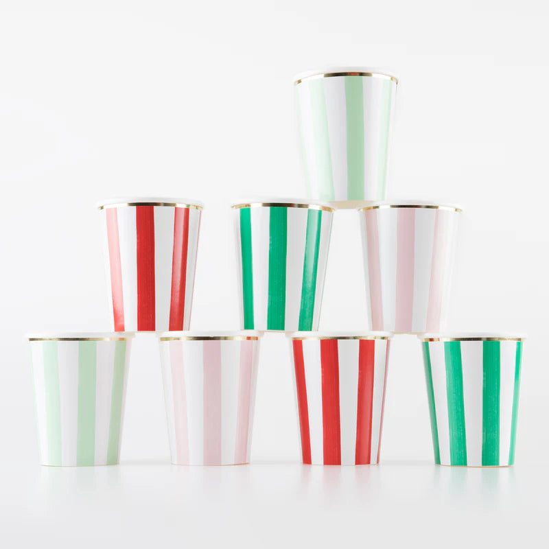 Striped Paper Cups | Set of 8