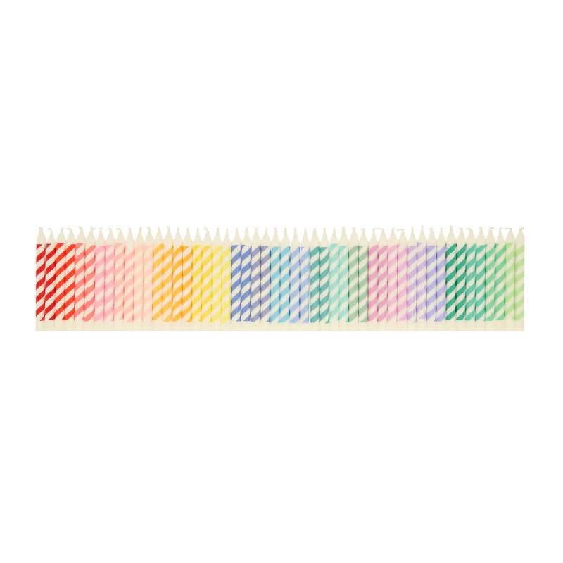 Rainbow Striped Mini Candles | 50 Pack
