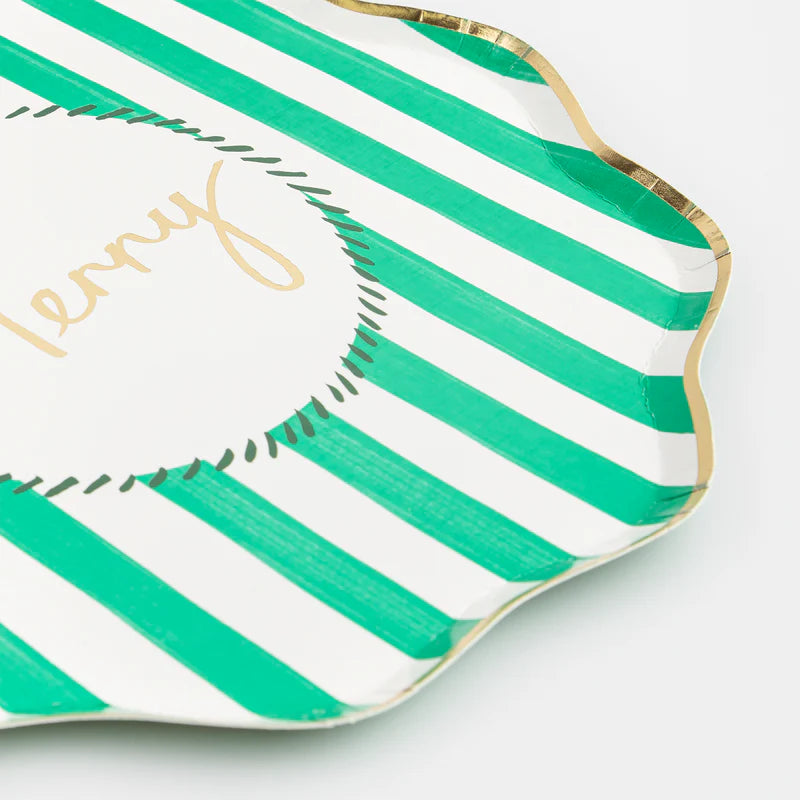 Striped Paper Plates Dinner Size | Set of 8