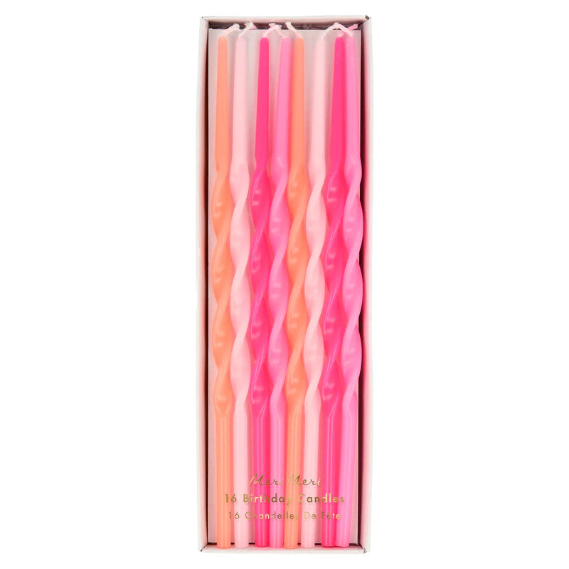 Meri Meri Twisted Candle Set | Pink 16 Pack