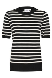 Saint Tropez Mila Short Sleeve Pullover | Black Stripe