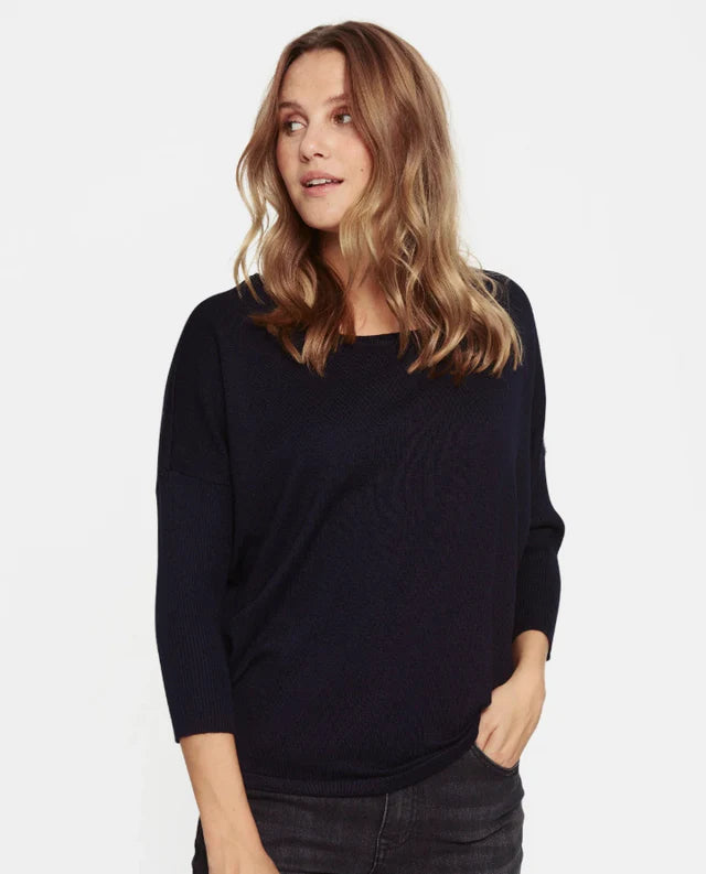 St Tropez Round Neck Pullover | Black