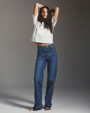 MSCH Eli Ada HW Straight Jeans Long | Mid Blue Wash
