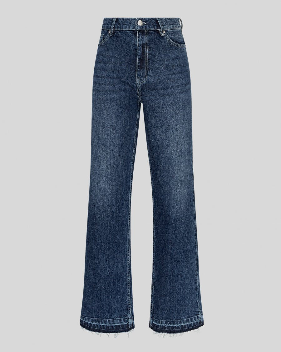 MSCH Eli Ada HW Straight Jeans Long | Mid Blue Wash