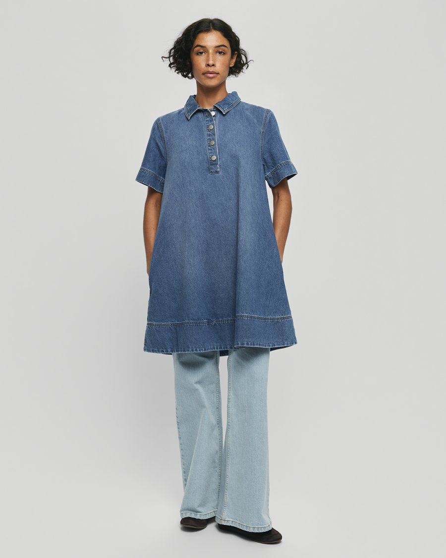 MSCH Turo Alena Short Sleeve Dress | Mid Blue Wash
