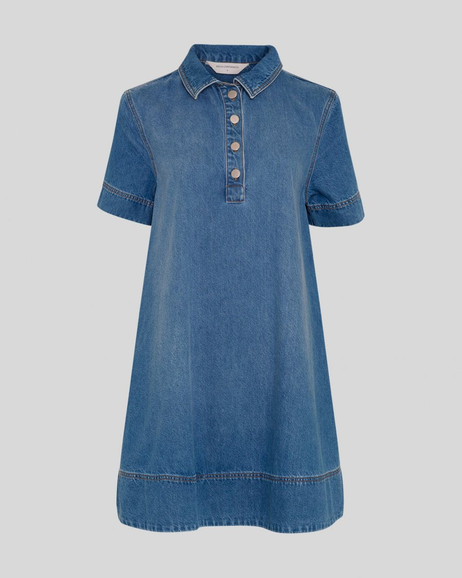 MSCH Turo Alena Short Sleeve Dress | Mid Blue Wash