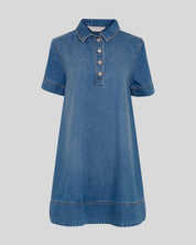 MSCH Turo Alena Short Sleeve Dress | Mid Blue Wash