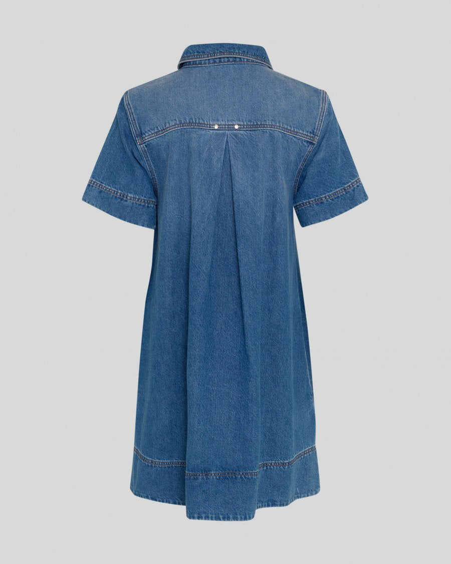 MSCH Turo Alena Short Sleeve Dress | Mid Blue Wash