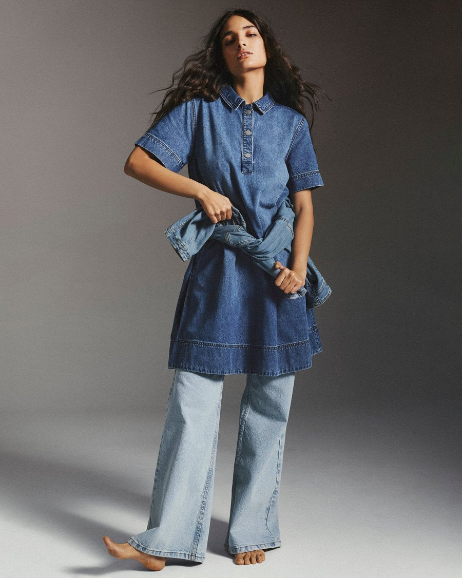 MSCH Turo Alena Short Sleeve Dress | Mid Blue Wash