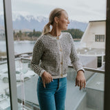 Moke Vivian Womens Cardigan | White Check