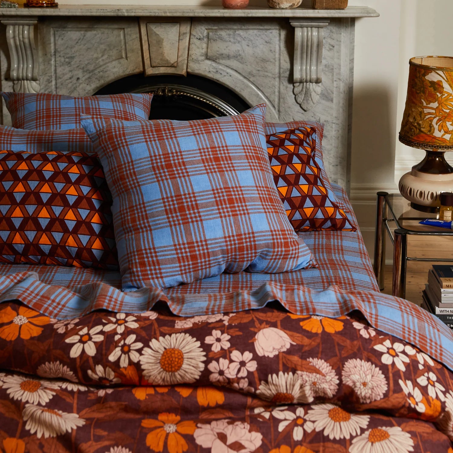 Sage X Clare Pello Linen Euro Pillowcase Set  | Blue Jay