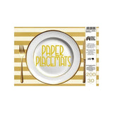 Paper Placemats | Cream Gold Stripe Pack Of 30