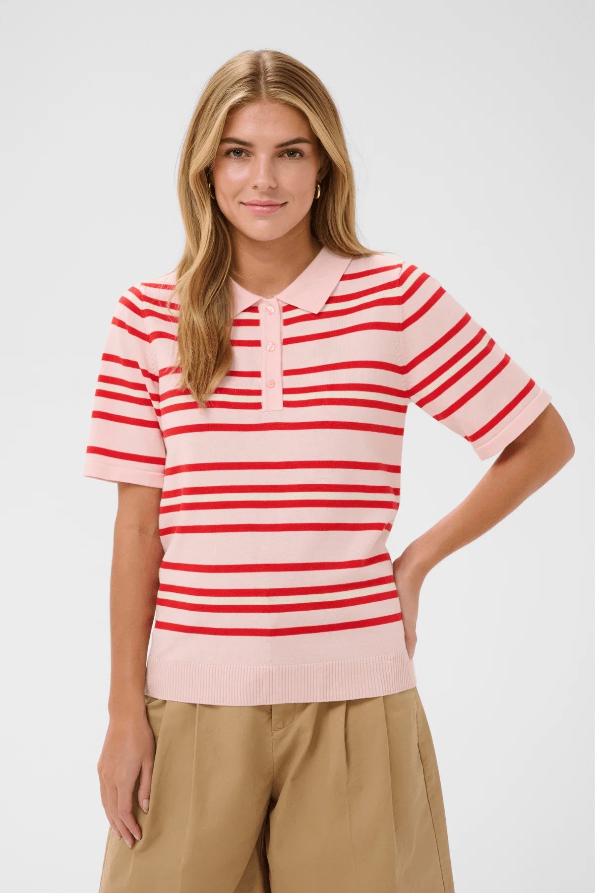 St Tropez Pila Polo Pullover | Chalk Pink Red