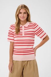 St Tropez Pila Polo Pullover | Chalk Pink Red