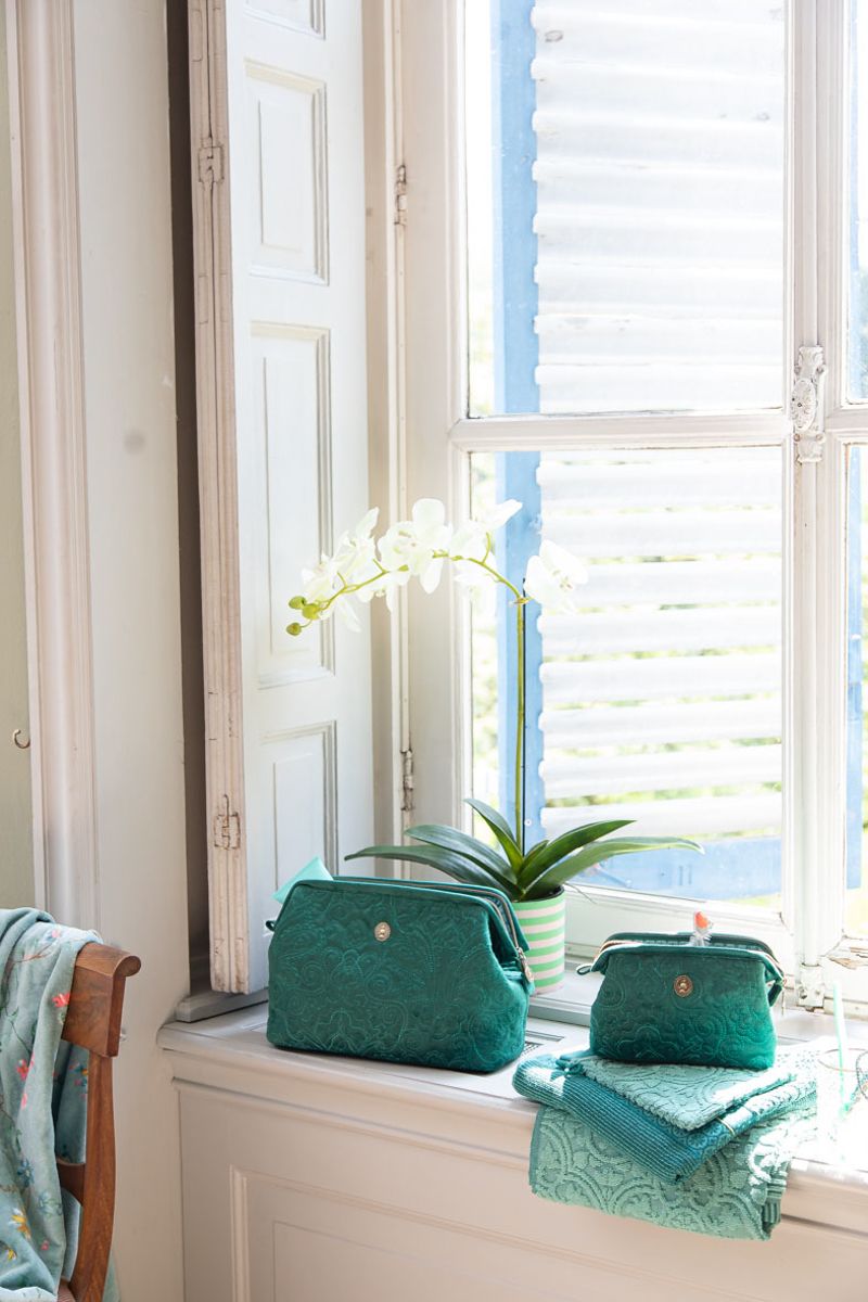 Pip Studio Cosmetic Purse Extra Large Velvet Quiltey Days | Green