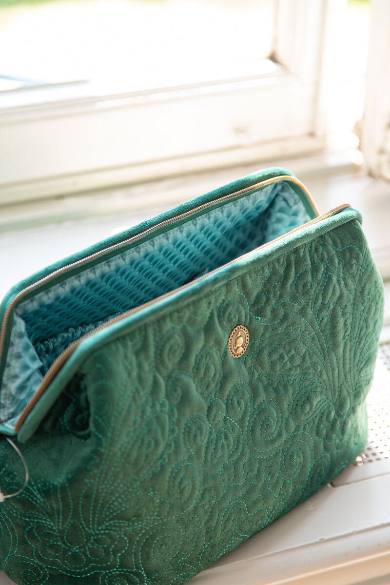 Pip Studio Cosmetic Purse Extra Large Velvet Quiltey Days | Green