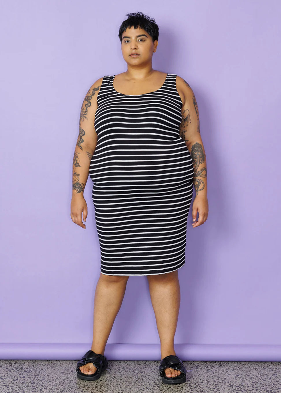 Lala A-Line Midi Slip - Stripe